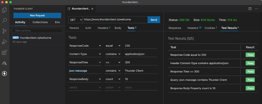 Thunder Client Lightweight Rest Client for Testing APIs