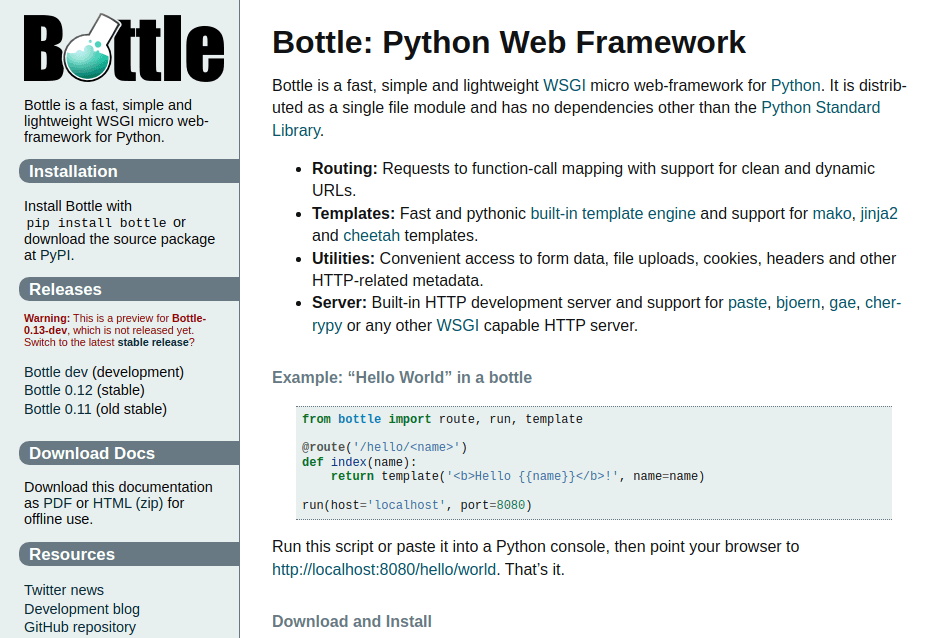 Bottle Python Web Framework