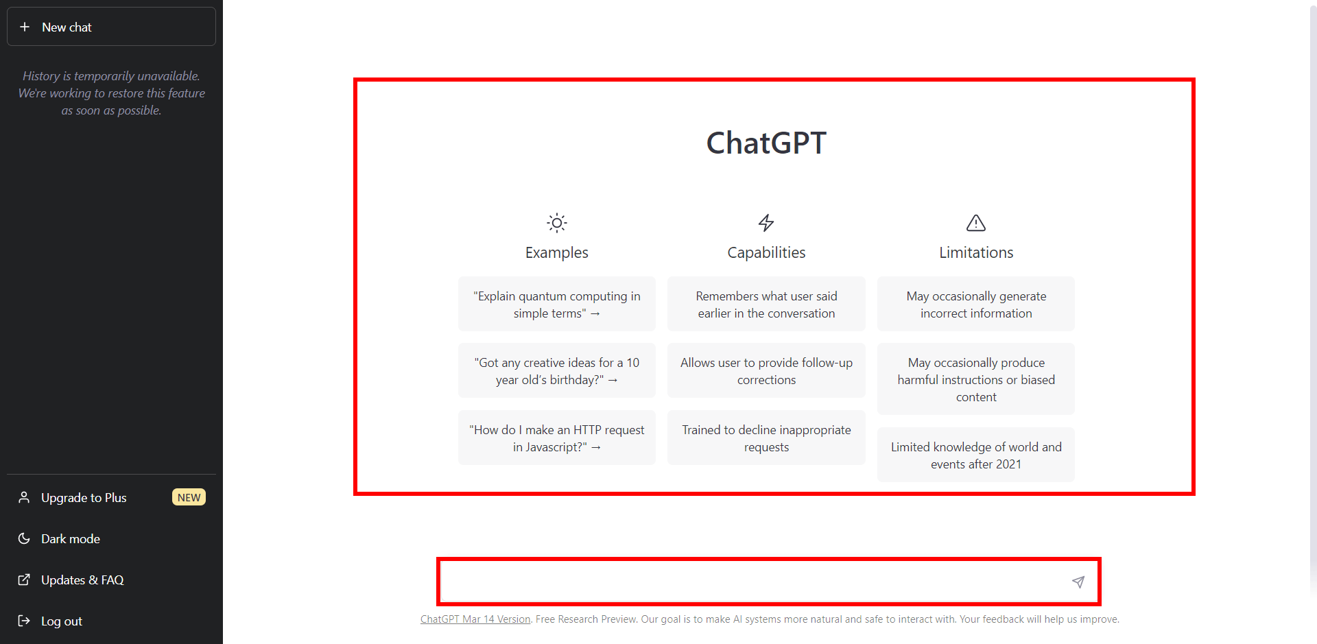 ChatGPT Interface