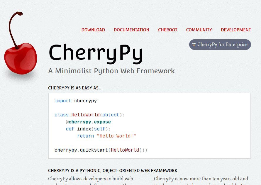 CherryPy Python Web Framework