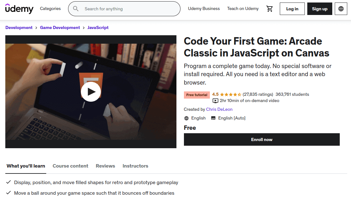 Code Your First Game With JavaScript on Canvas Course