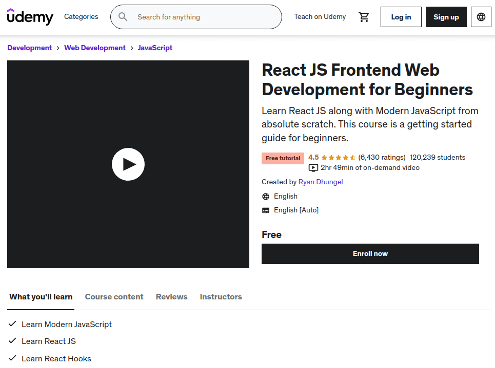 React JS Frontend Web Development for Beginners Course