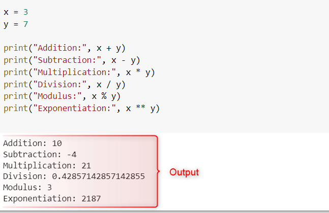 Arithmetic Operators 