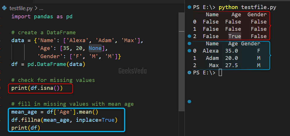 Handle Missing Data of Pandas DataFrame