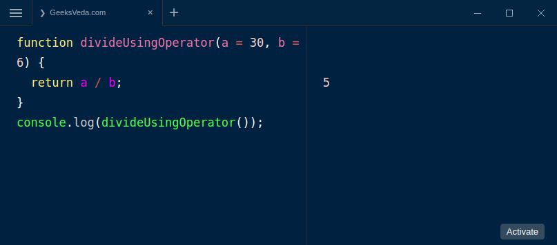 JavaScript Division Operator