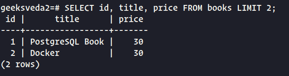 Limit Number of Rows in PostgreSQL