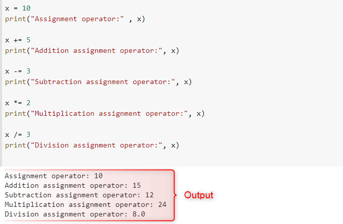 Python Assignment Operators