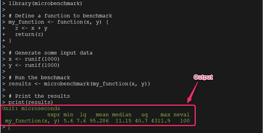 R microbenchmark Package