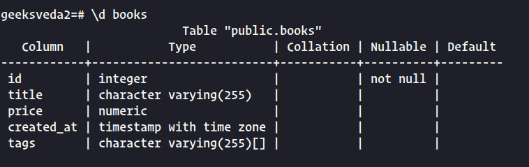 View Table Columns Data in PostgreSQL