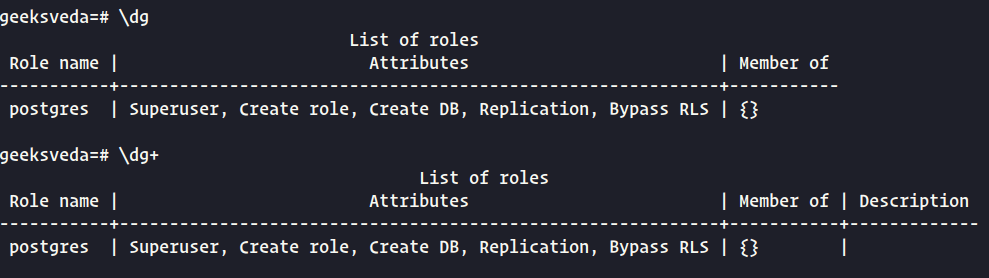 View PostgreSQL Table Roles