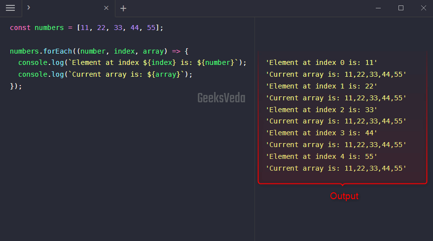 Callback function in forEach() Method