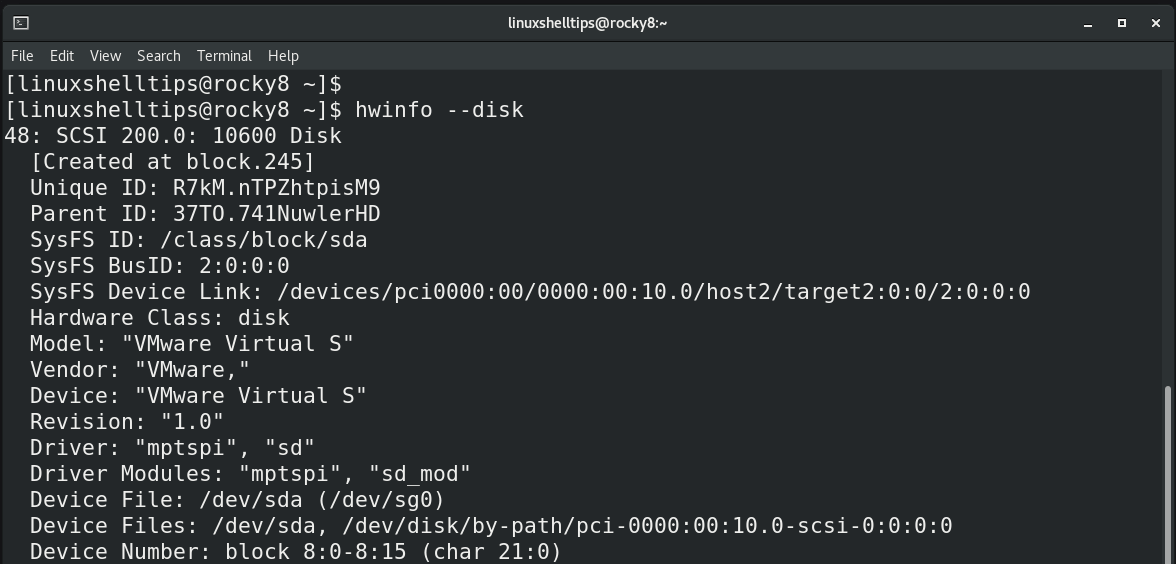 Check Linux Disk Hardware Details