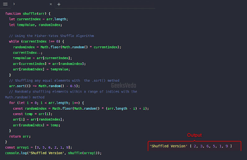 Combine All Methods to Shuffle Arrays