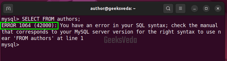 Common Errors - SQL SELECT Statement