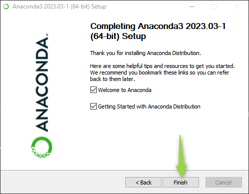 Finish Anaconda Installation in Windows