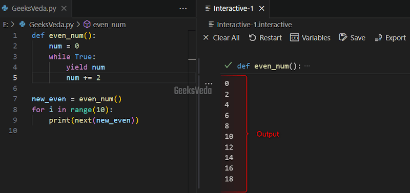 Generate Even Numbers With yield Keyword