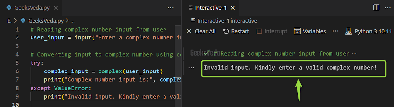 Invalid Input Error For Complex Number