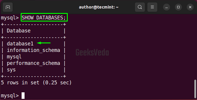 MySQL SHOW DATABASE Query