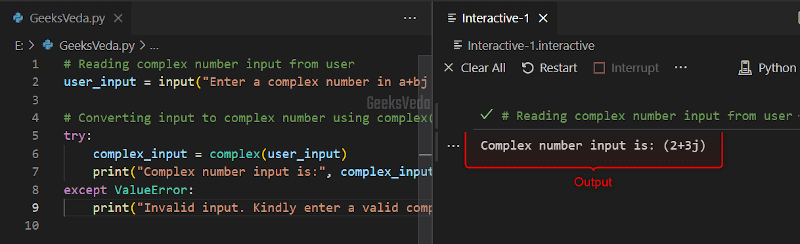 Read User Input as Complex Numbers