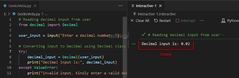 Read User Inputs as Decimal Number