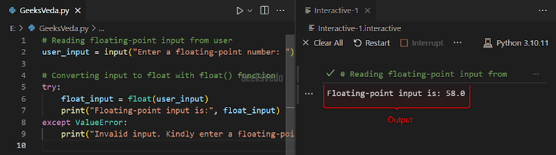 Read User Inputs as Floats