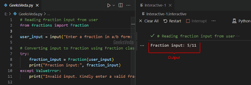 Read User Inputs as Fraction Number