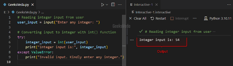 Read User Inputs as Integers