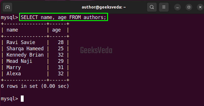 Retrieve Specific Columns From a Table