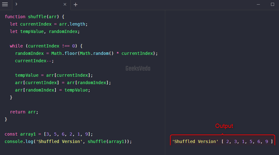 Shuffle JavaScript Using Math.random()