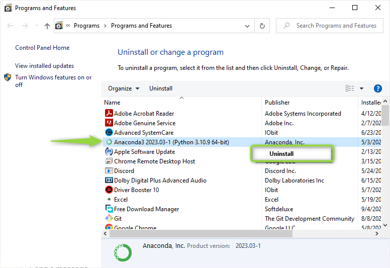 Uninstall Anaconda from Windows