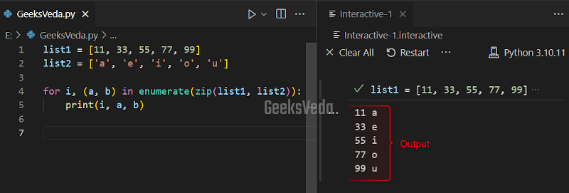 Using enumerate() Function