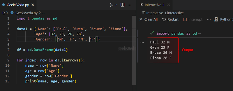 Using iterrows() Method in Python Panda