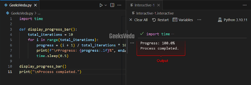 Display Progress Bar with print() Function