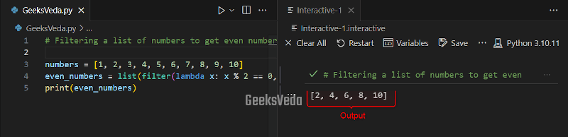 Filter List Using Lambda Function