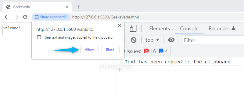 Grant Permission to See Text From Clipboard