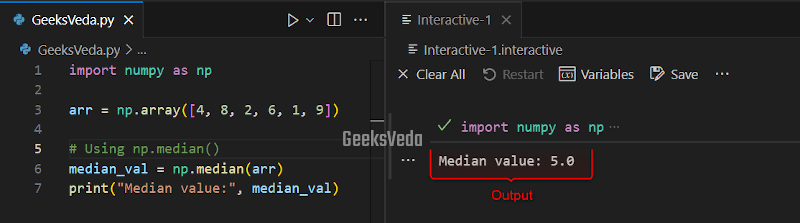 NumPy median() Method in Python