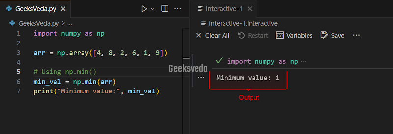 NumPy min() Method in Python