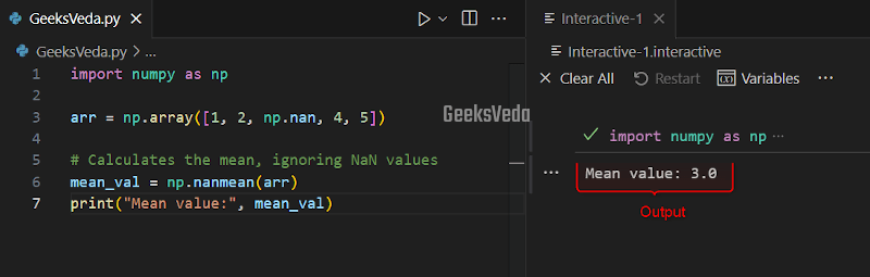 NumPy nanmean() Method in Python