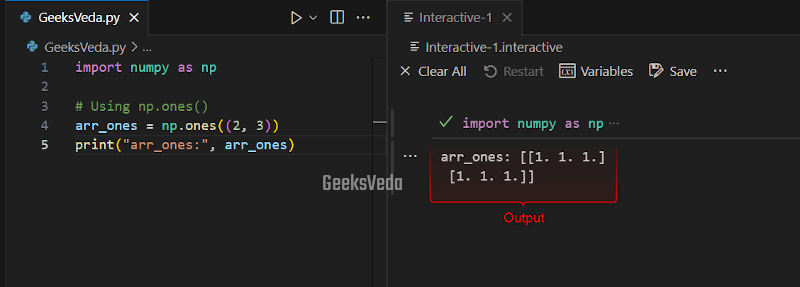 NumPy ones() Method in Python