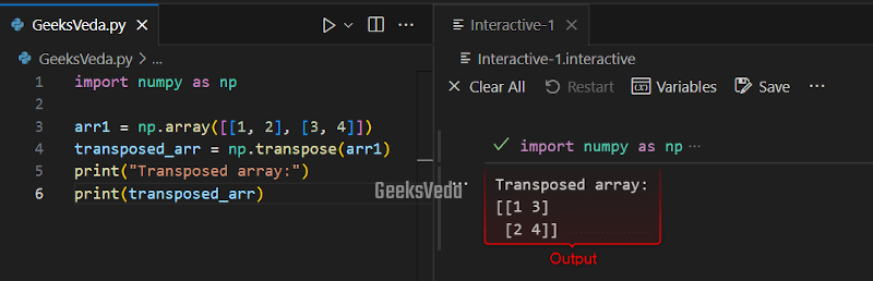 NumPy transpose() Method in Python