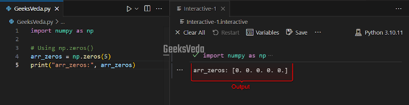 NumPy zeros() Method in Python