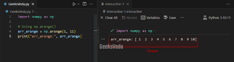 Numpy arange() Method in Python