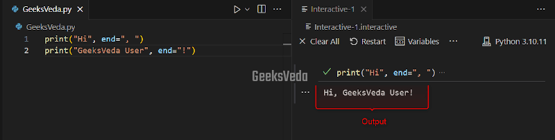 Print Using end Parameter