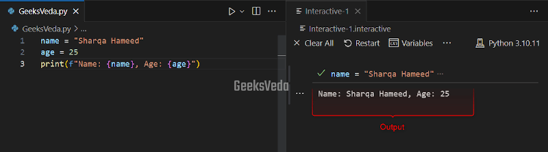 Print Using "f-strings" Method