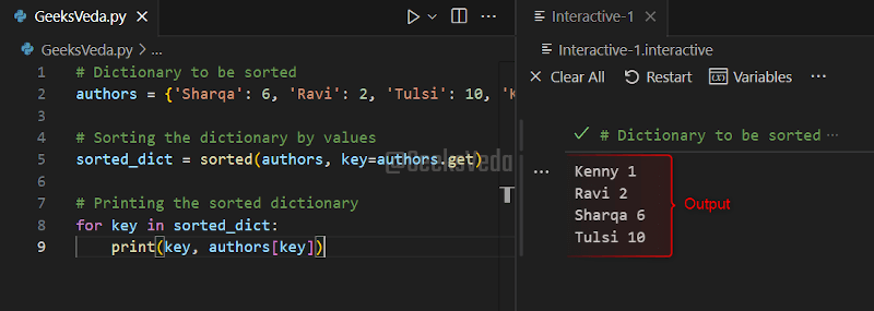 Python Dictionary Using sorted() Function