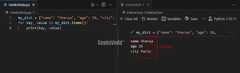 Python Dictionary - items() Method