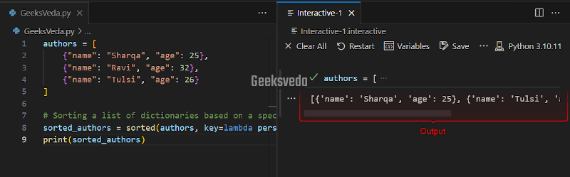 Sort List Using Lambda Function