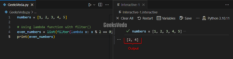 Using Lambda Function with filter()