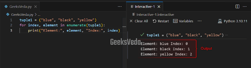 Using Python enumerate() function With Tuple