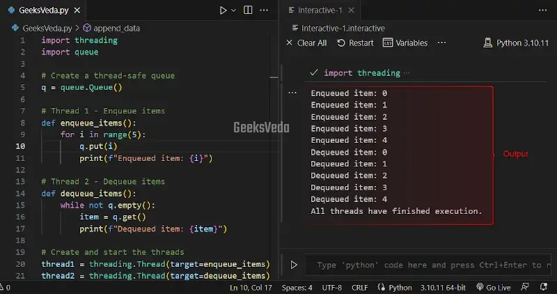 Using Queues for Thread-Safe Communication